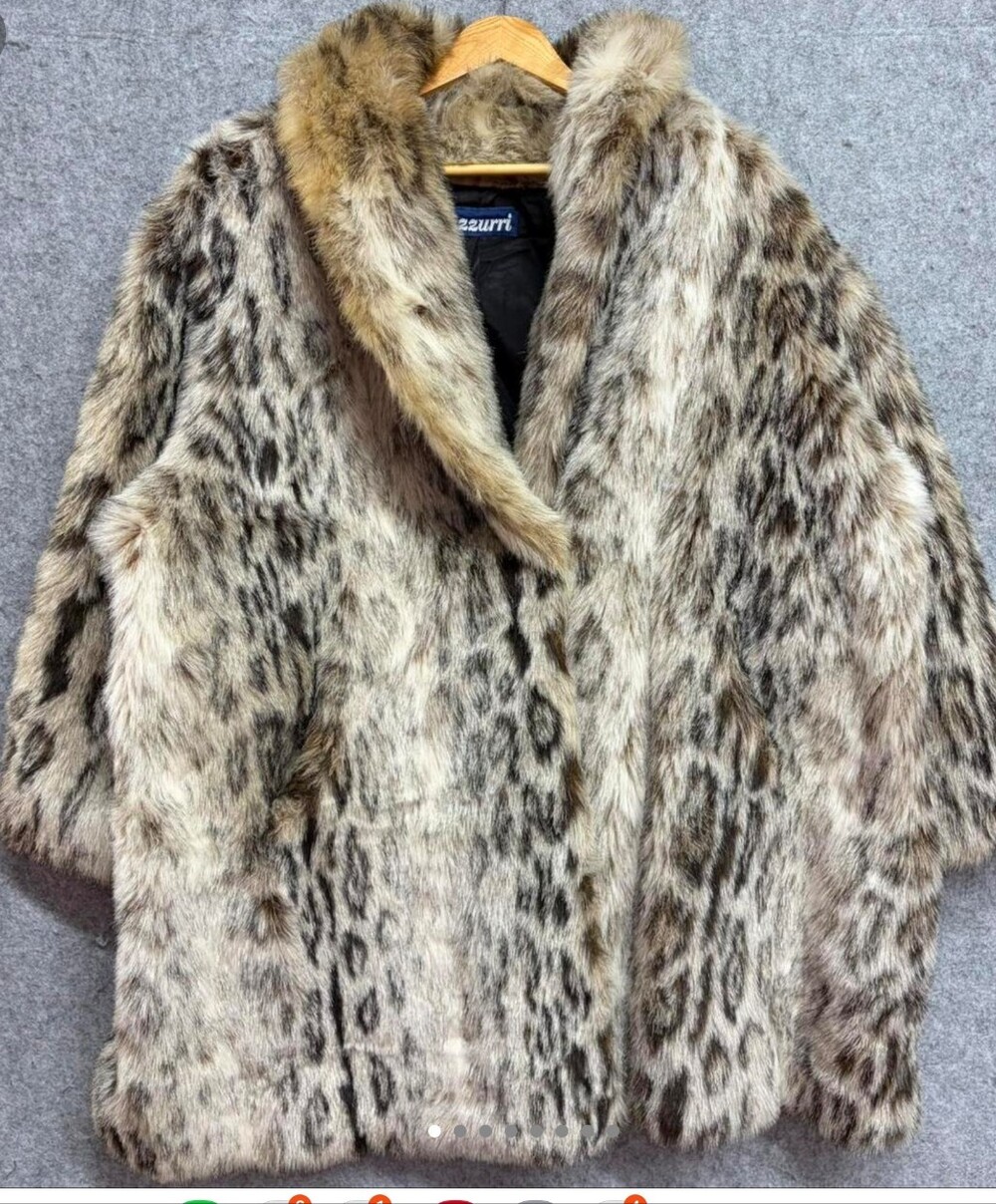 Vintage Azzurri Leopard-Print Faux Fur Teddy Coat in Brown and Cream Tones